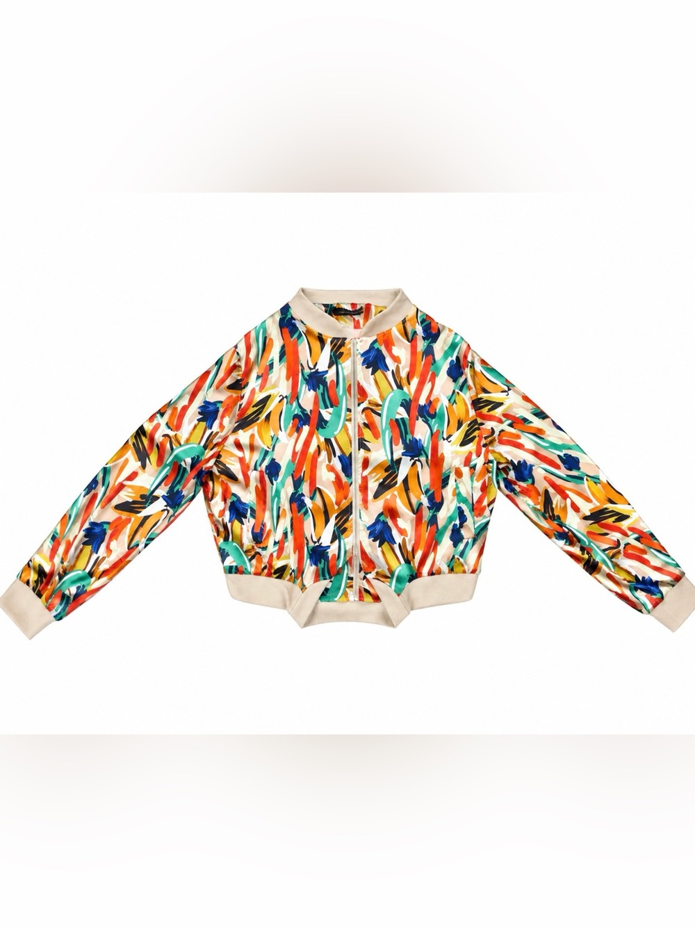 Colorful Brushstroke Bomber Jacket - Women